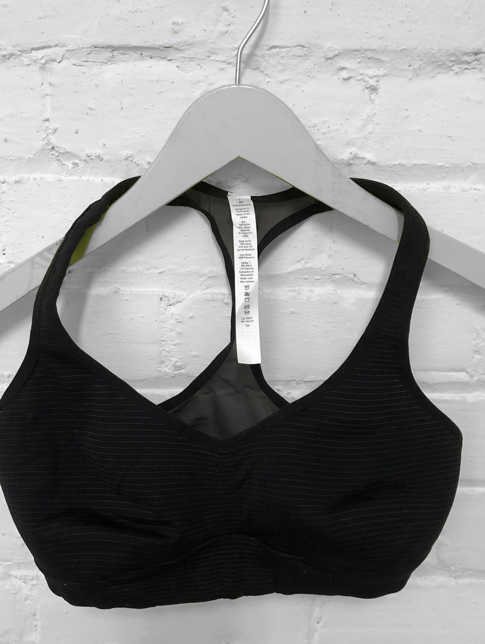 Lululemon Speed Up Bra Anti-Stink Size 6  Black Gold Stripe BLK 02111